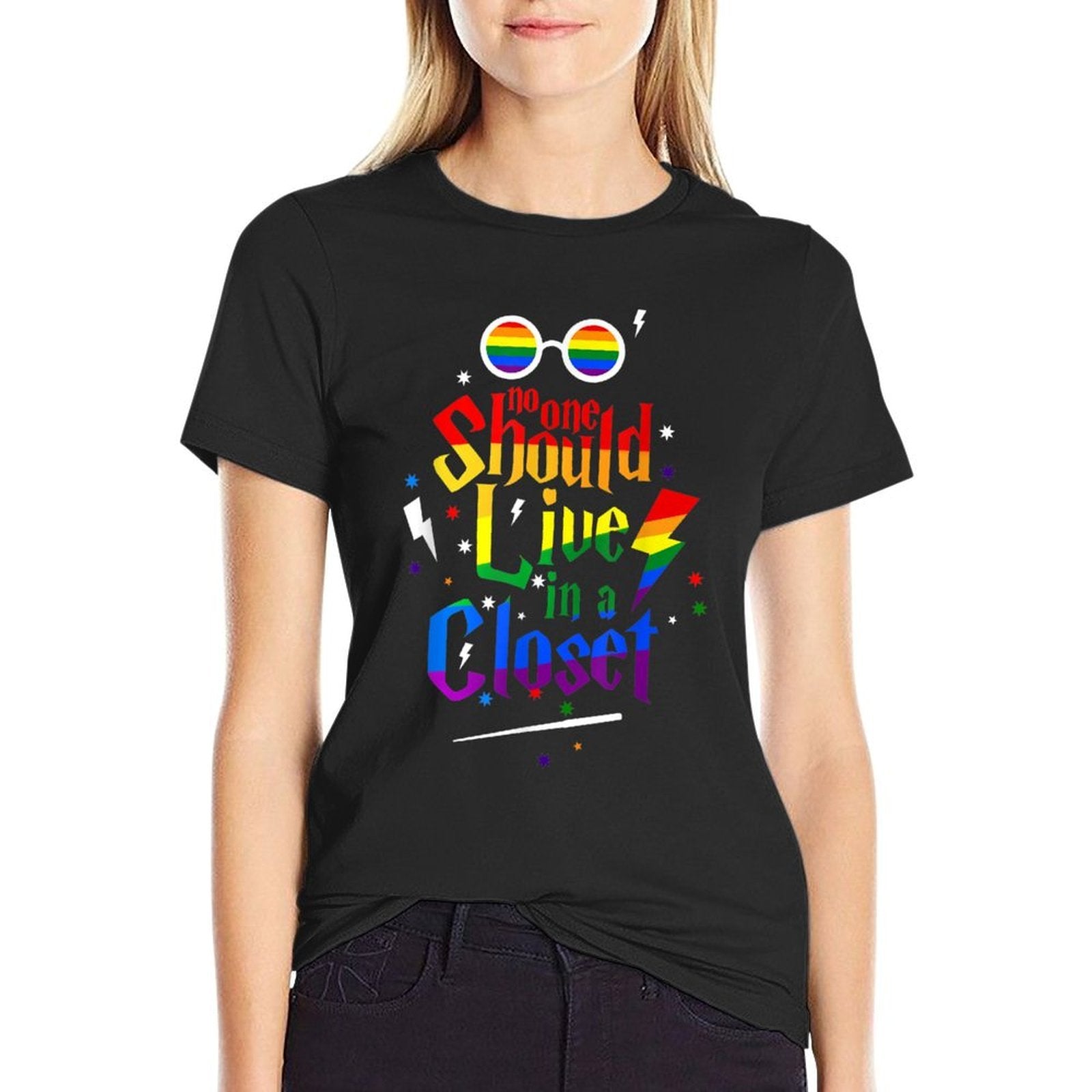 No One Should Live In A Closet LGBT Gay Pride  Summer-ready Fabric T-Shirt