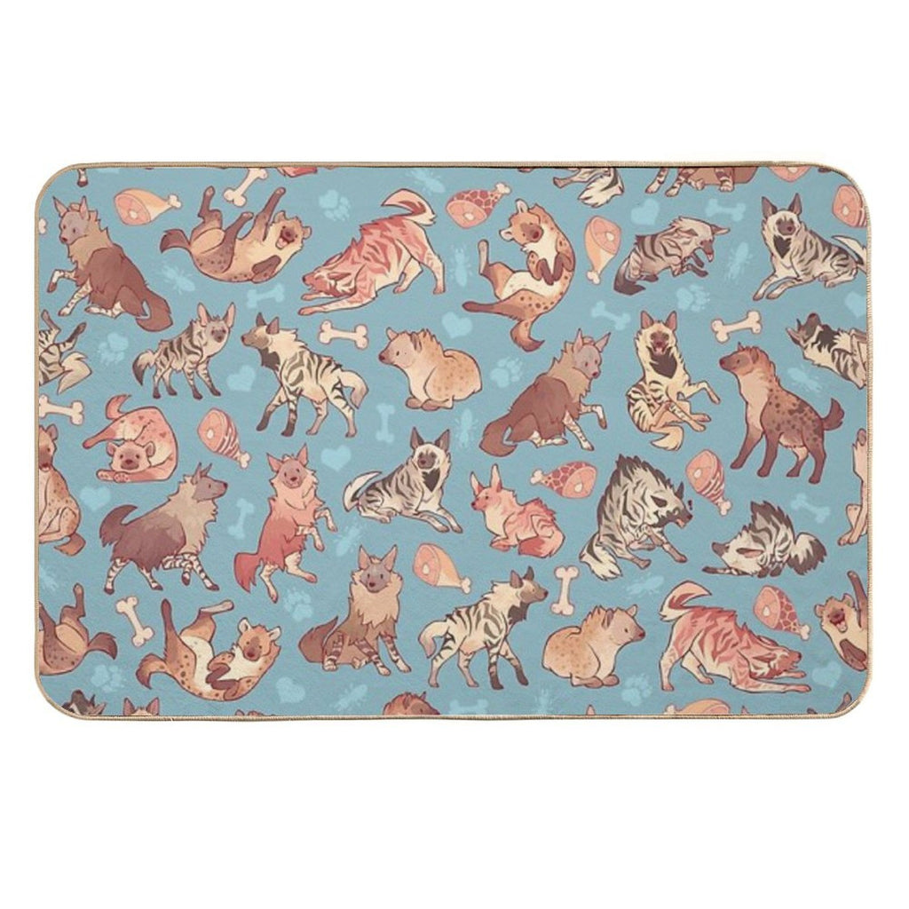 Hyenas in Cerulean  Eco-Friendly Bath Mat