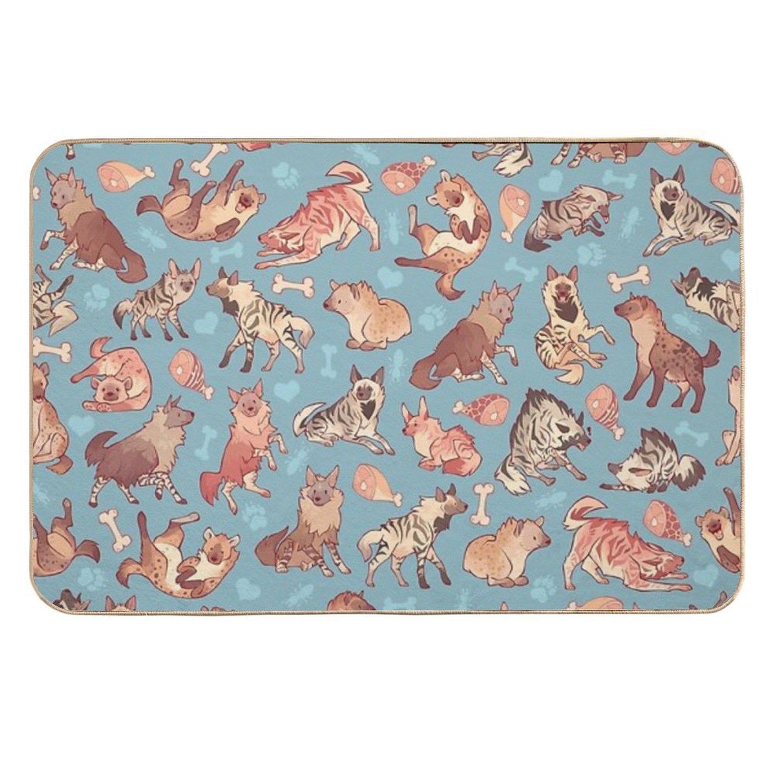 Hyenas in Cerulean  Eco-Friendly Bath Mat