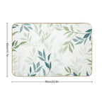 Soft Green Botanical Leaves – Minimalist Nature Pattern  Long-Lasting Bath Mat
