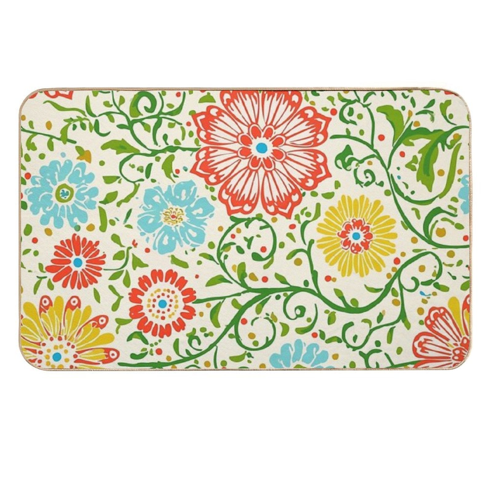 Colorful Flowers Vintage Style  Fade-Resistant Bath Mat