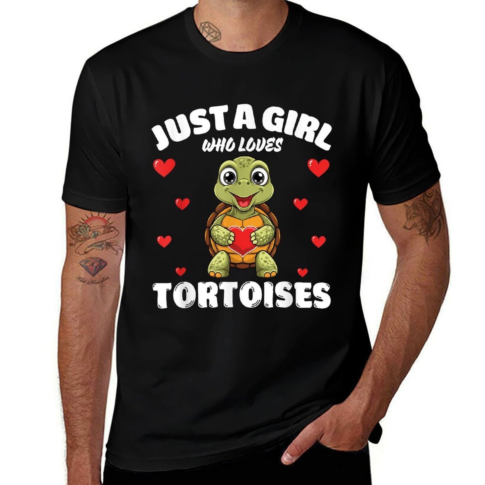 Just A Girl Who Loves Tortoises, Cute Tortoise Lovers  Polyester Blend T-Shirt