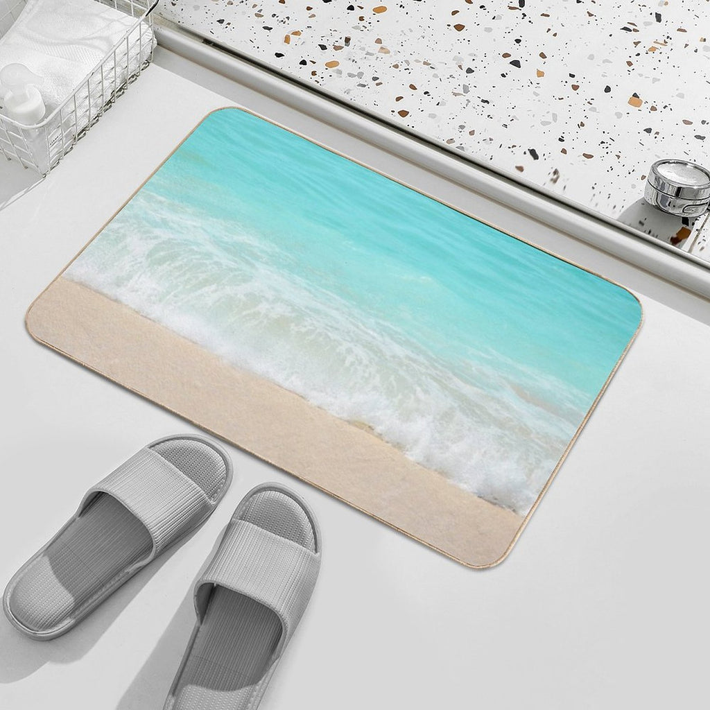 Bright Blue Calm Ocean Shore  Multi-Purpose Bath Mat
