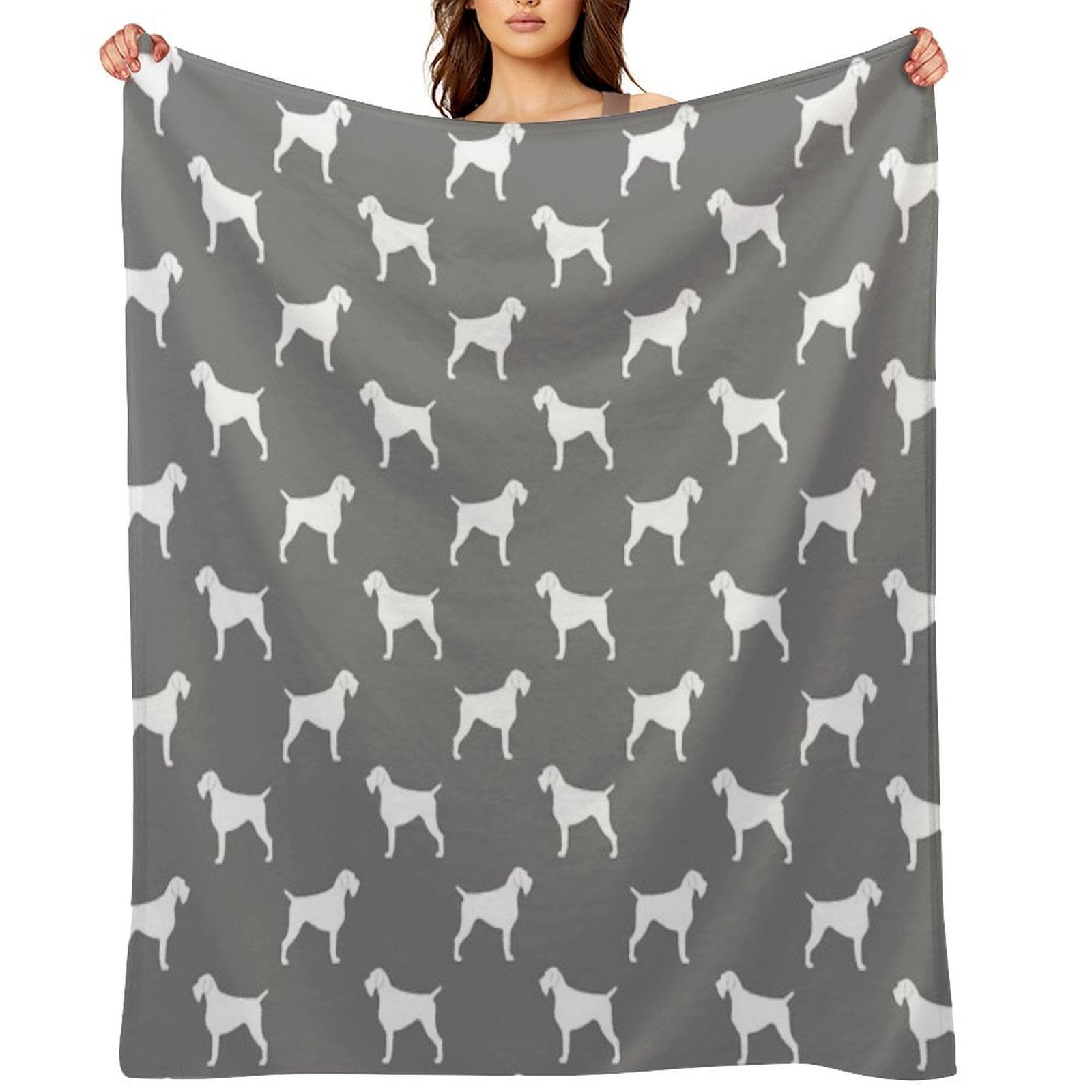 German Wirehaired Pointer Silhouette(s) Easy Care Throw Blanket