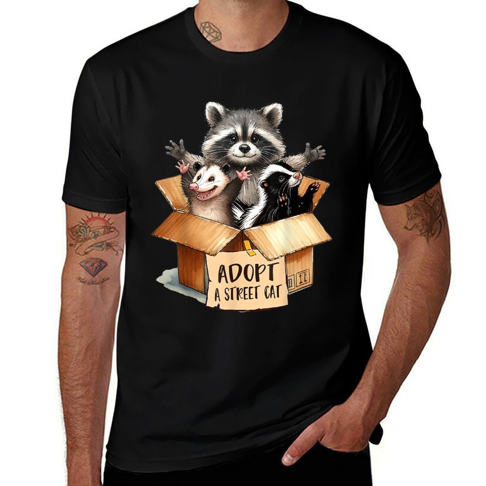 Team Trash Opossum Racoon Skunk Lover Adopt A Street Cat for Men Women  Summer-ready Fabric T-Shirt