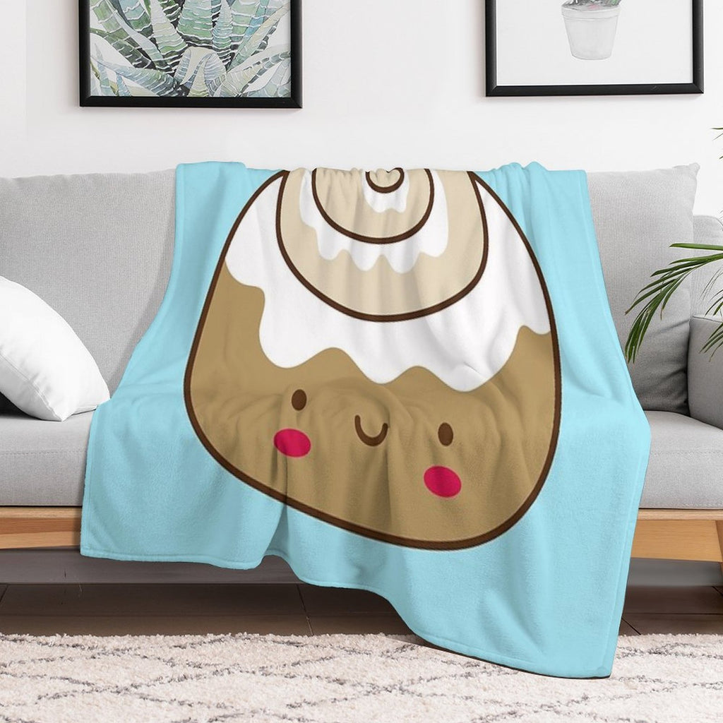 Cute Kawaii Cinnamon Bun Lightweight Throw Blanket