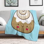 Cute Kawaii Cinnamon Bun Lightweight Throw Blanket