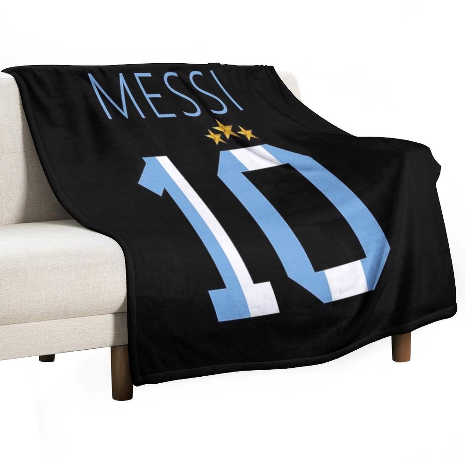 Messi Argentina Number 10 with 3 Stars Ver 1 Quick-dry Throw Blanket