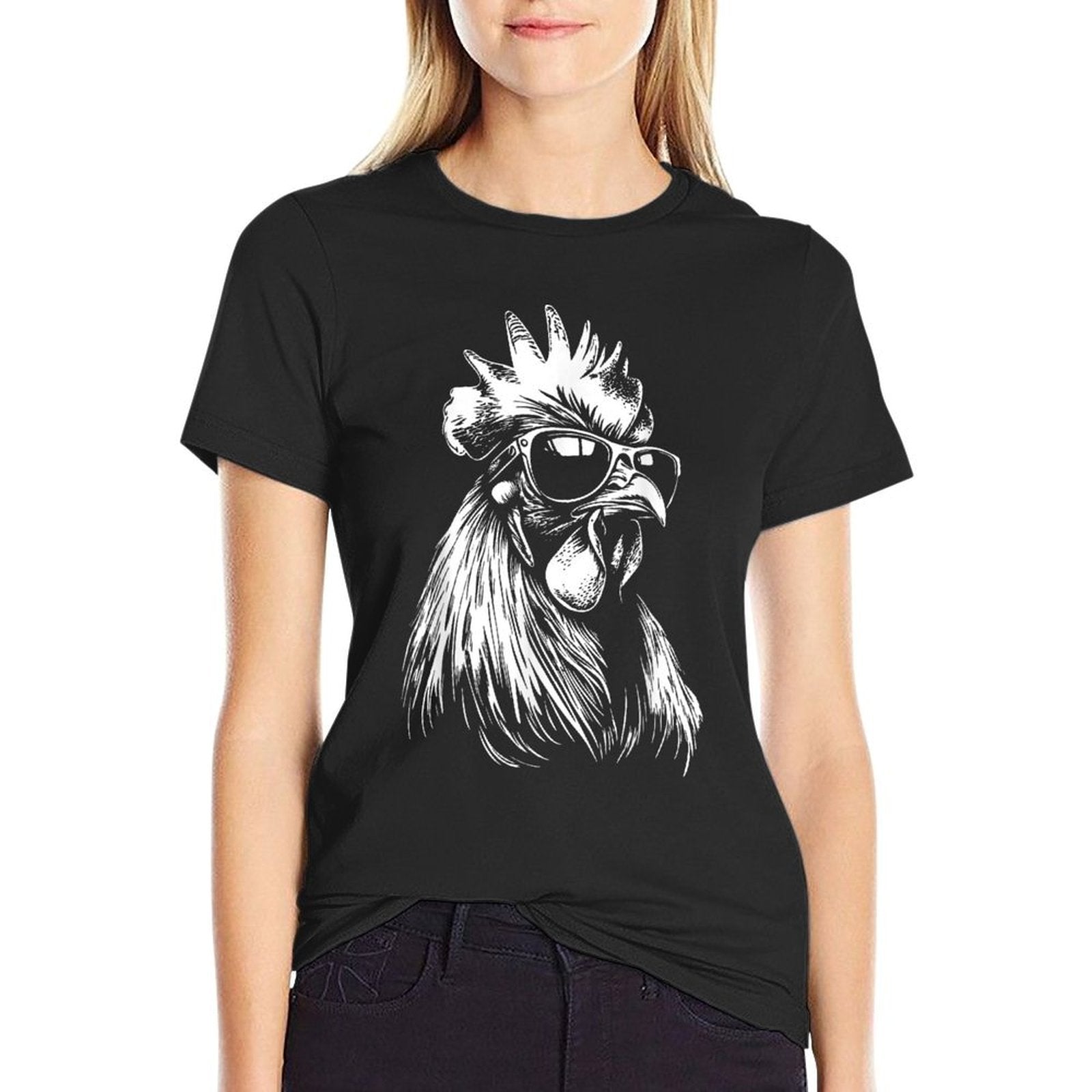 Rooster Chicken Sunglasses  Trendy Pattern T-Shirt