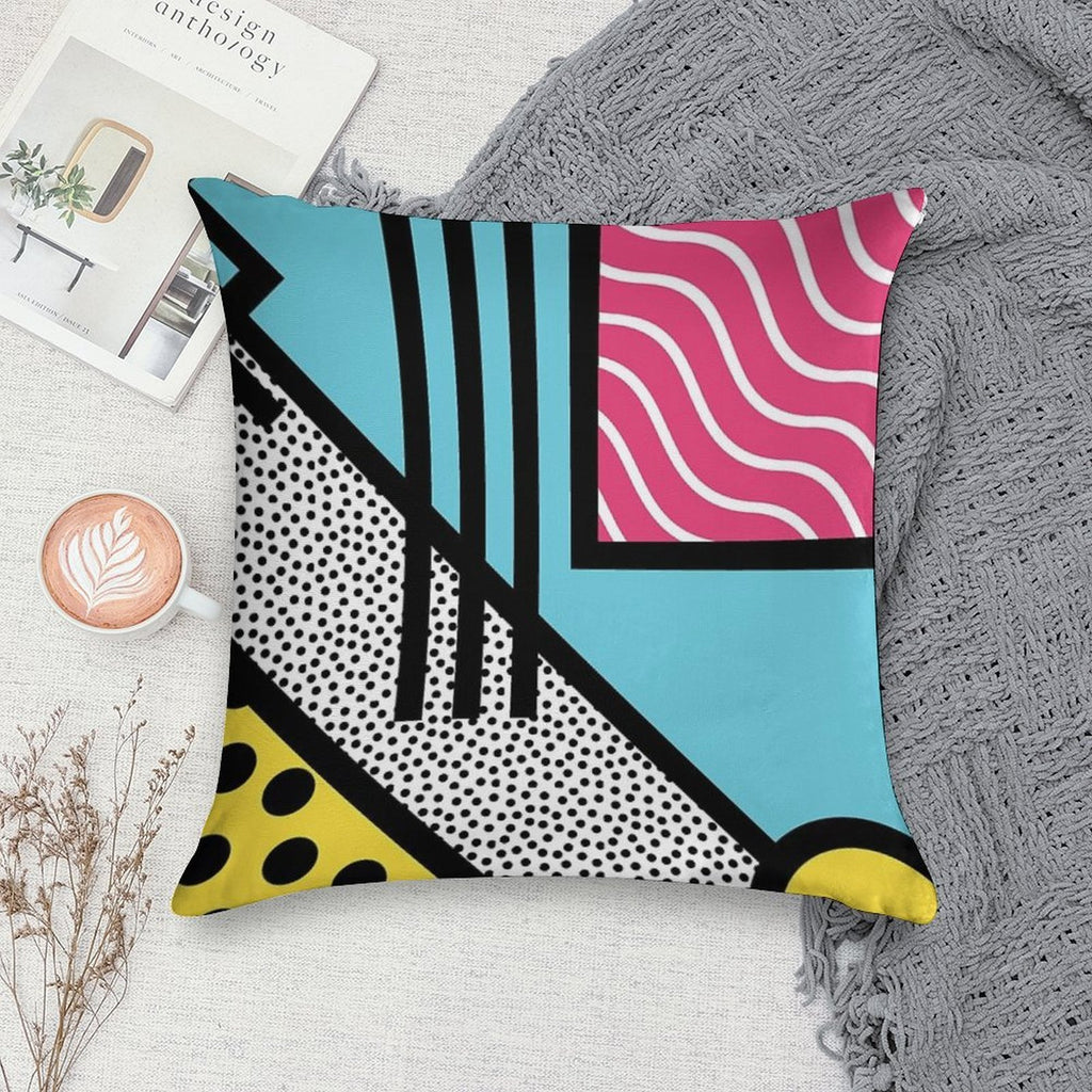 Abstract 80s Memphis Pop Art Style Graphics Soft Hidden Zipper Throw Pillow