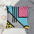 Abstract 80s Memphis Pop Art Style Graphics Soft Hidden Zipper Throw Pillow