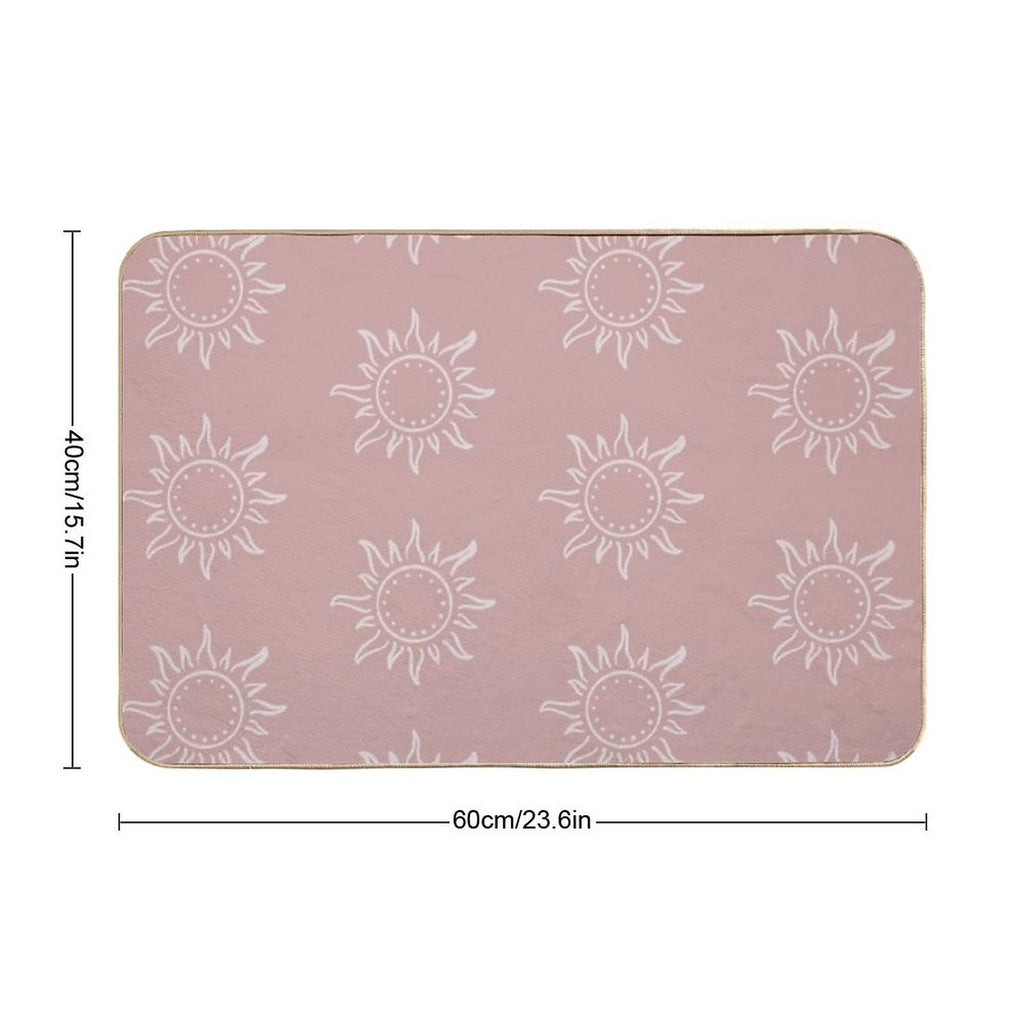 Cute Boho Sun Pattern Bohemian Aesthetic In Muted Colors Pink  Eco-Friendly Bath Mat