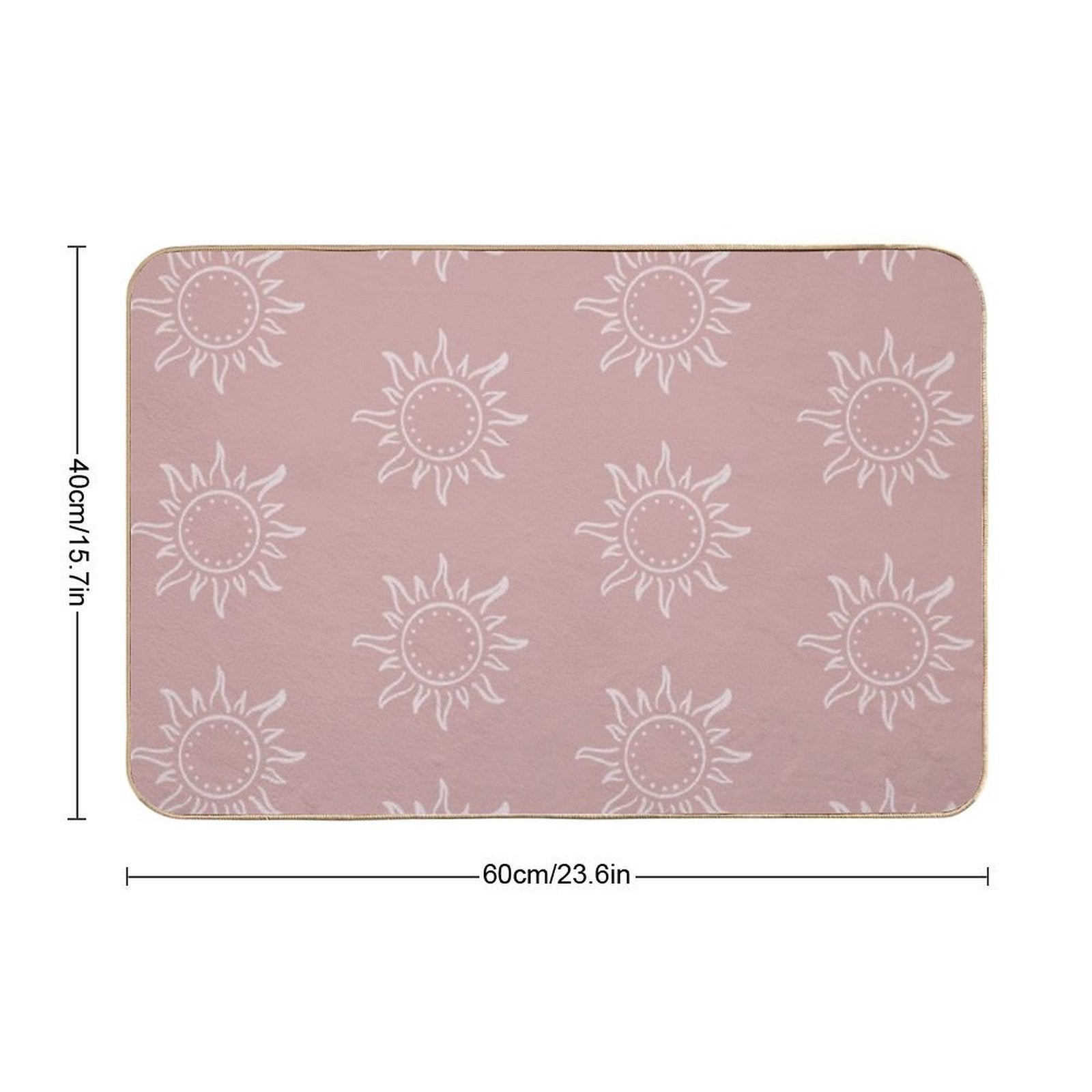 Cute Boho Sun Pattern Bohemian Aesthetic In Muted Colors Pink  Eco-Friendly Bath Mat