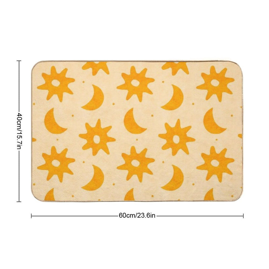 Fun Sun And Moon Orange Textured  Odorless Bath Mat