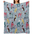 Greyhounds Dogwalk  Pale Blue Background Shrink-resistant Throw Blanket