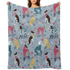 Greyhounds Dogwalk  Pale Blue Background Shrink-resistant Throw Blanket