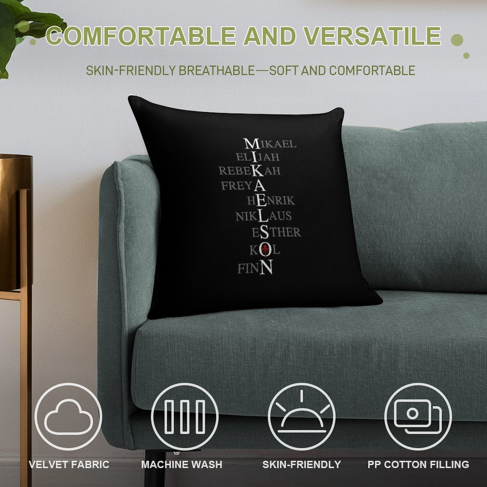Mikaelson Family Soft Reinforced Edging Throw Pillow