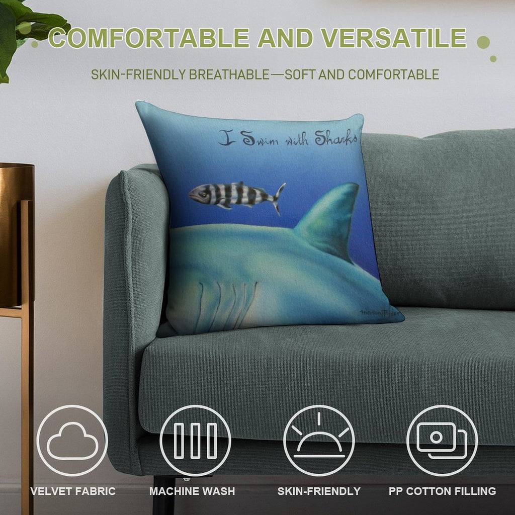 Pilot Fish I Swim with Sharks Soft Multiple Sizes Throw Pillow