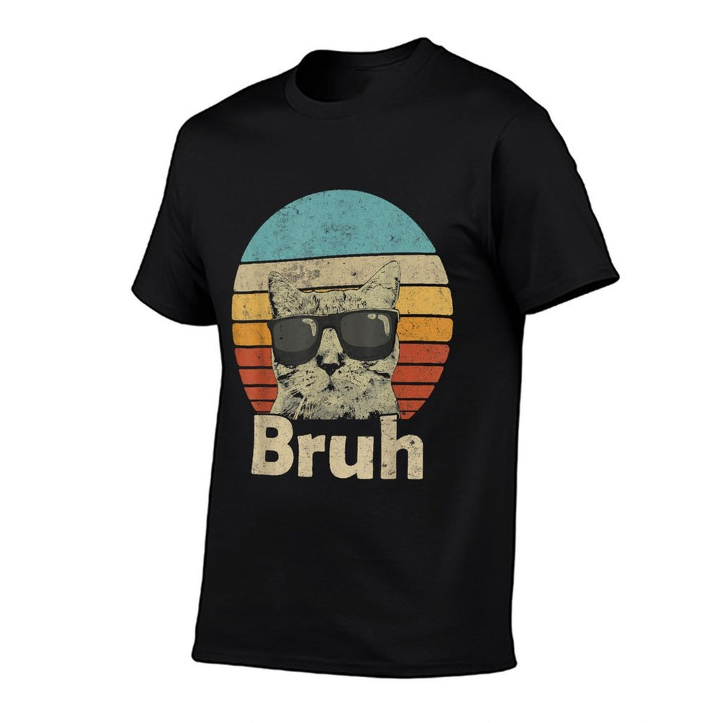 Retro Cat Bruh Meme Funny Sayingns Girls Boys Kids Adult  Versatile T-Shirt
