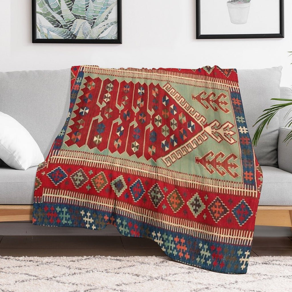 Antique Turkish Carpet Kilim Print Durable Throw Blanket