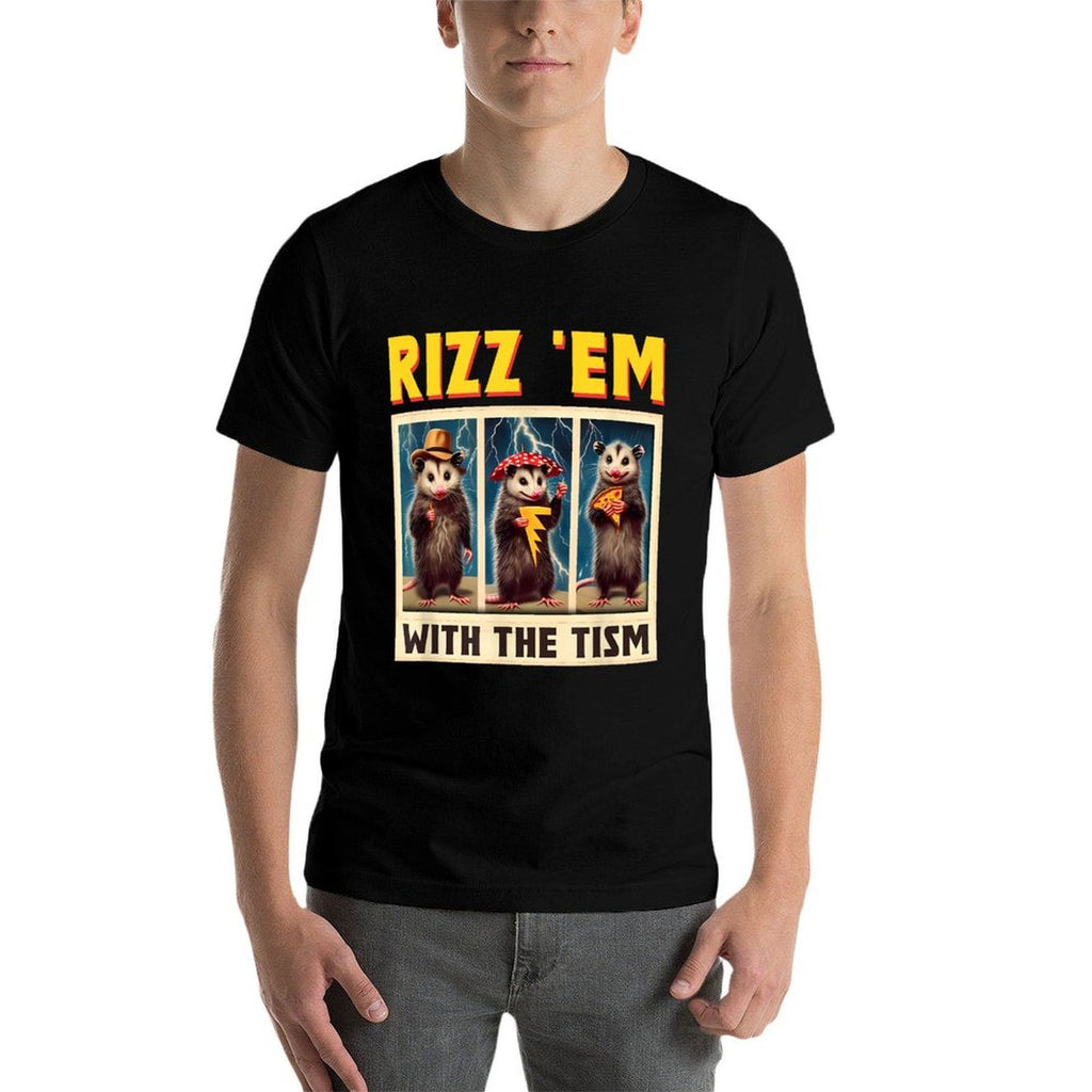 Autism Funny Rizz Em With The Tism Meme Autistic Opossum  Summer-ready Fabric T-Shirt