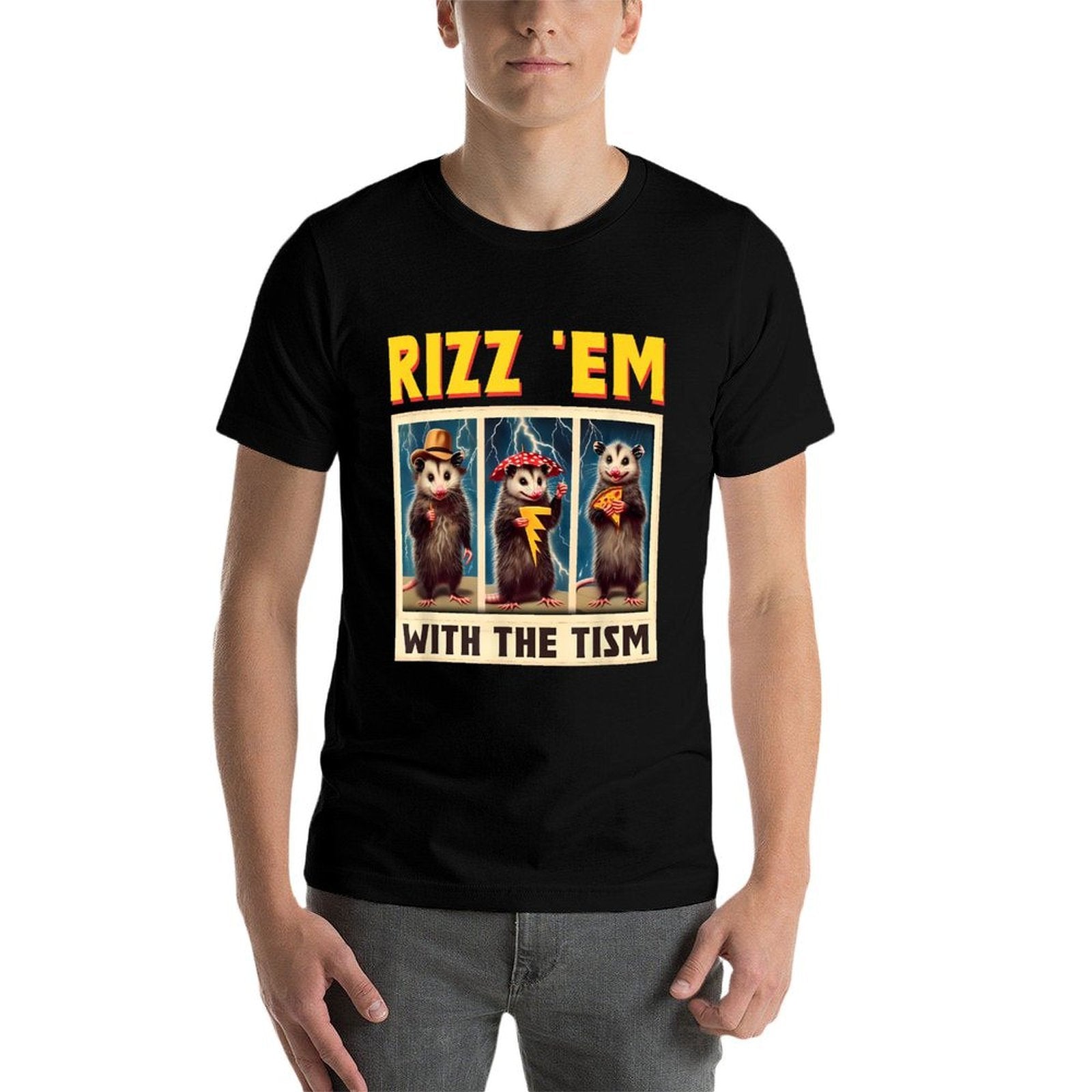 Autism Funny Rizz Em With The Tism Meme Autistic Opossum  Summer-ready Fabric T-Shirt