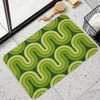 Retro Geometric Gradated Design Avocado Green  Easy Maintenance Bath Mat