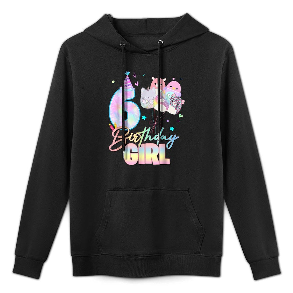 6th Birthday Squish Squad Mallow Girls Kids 6 Year Old Bday Kangaroo Pocket Hoodie