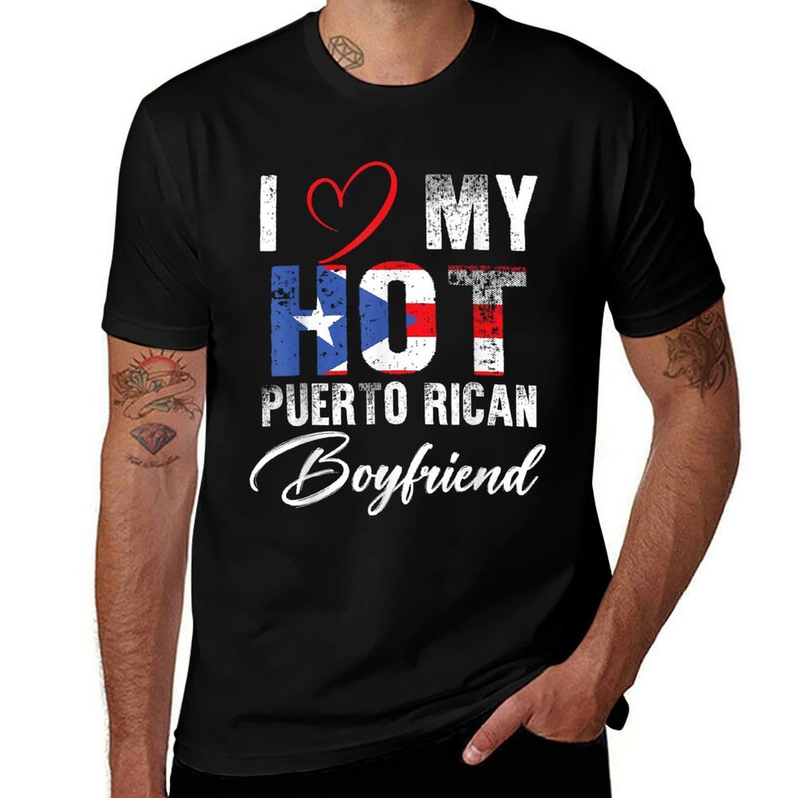 I Love My Hot Puerto Rican Boyfriend Proud Puerto Rican  Vintage-inspired T-Shirt