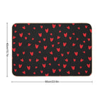 Hearts on Black Background Durable Bath Mat