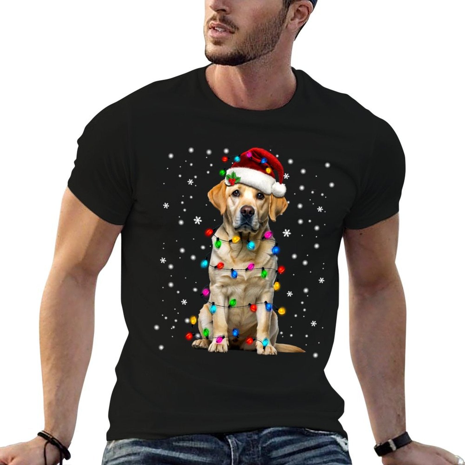 Yellow Labrador Retriever Christmas Tree Light Pajama Dog  Odor-resistant T-Shirt