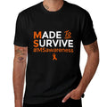 Made to Survive Multiple Sclerosis MS Awareness Month Ribbon  Wrinkle-resistant T-Shirt