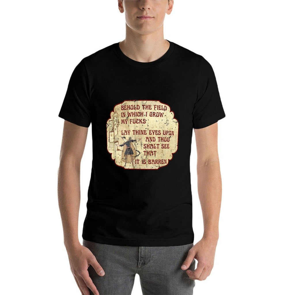 Vintage Behold The Field, Funny Medieval Meme Gift  Ribbed Collar T-Shirt