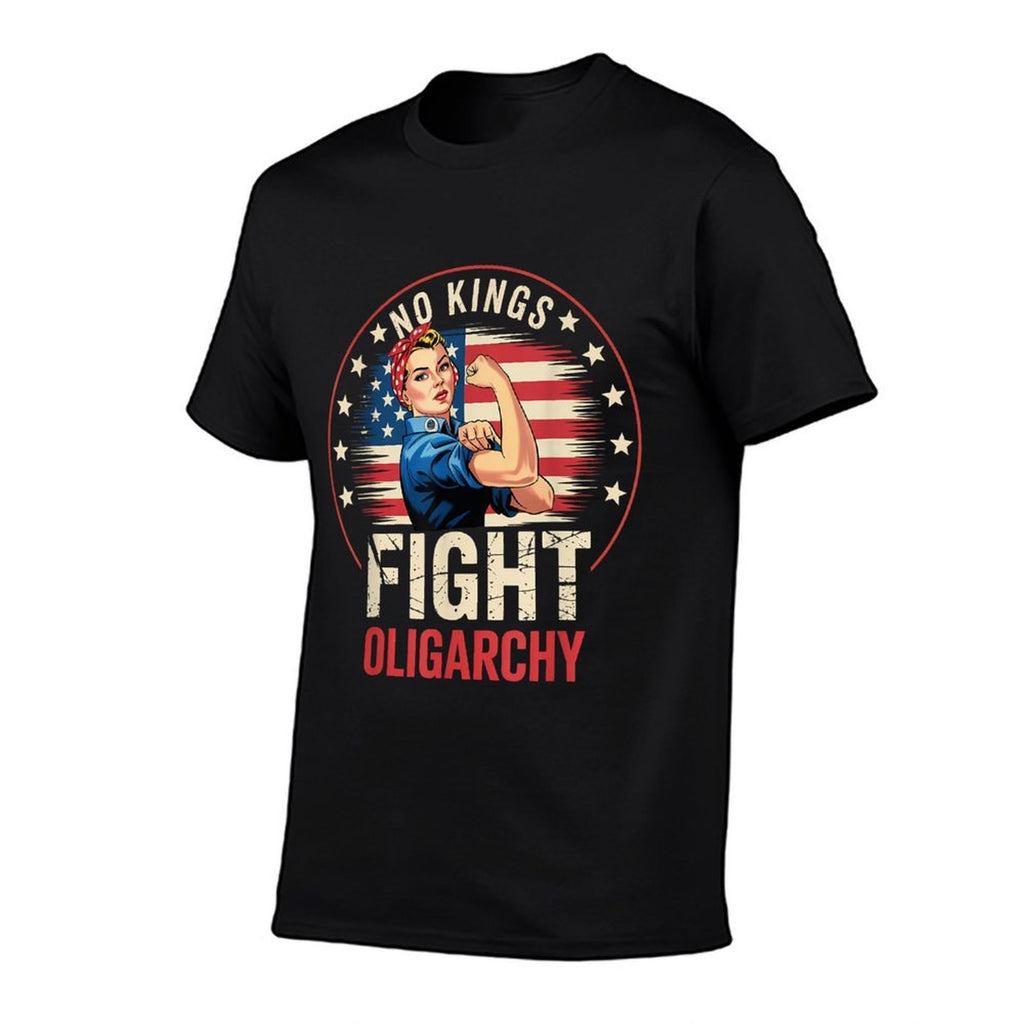 Vintage No Kings Fight Oligarchy Womans Girl America  Durable T-Shirt