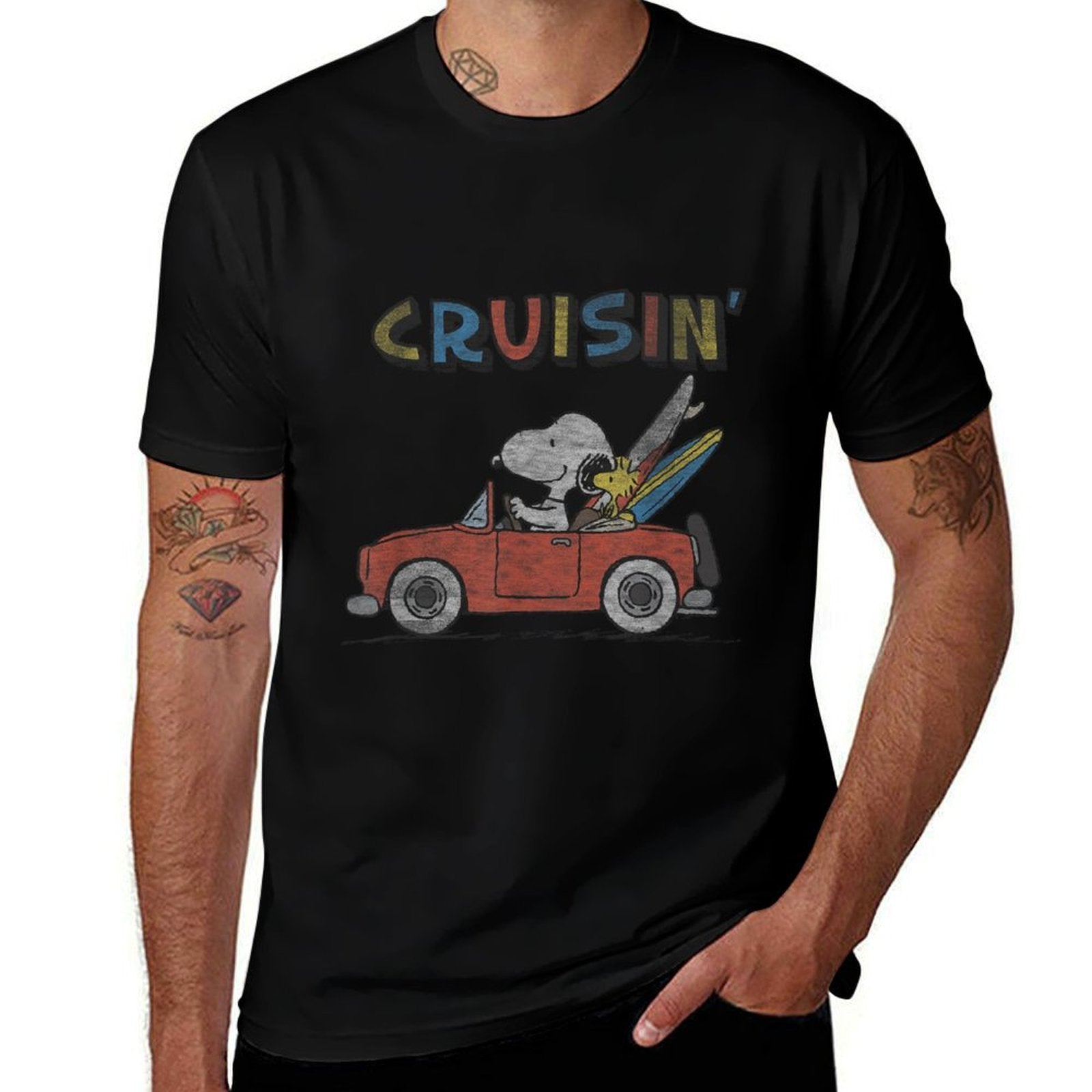 Peanuts Snoopy And Woodstock Cruisin  Soft T-Shirt