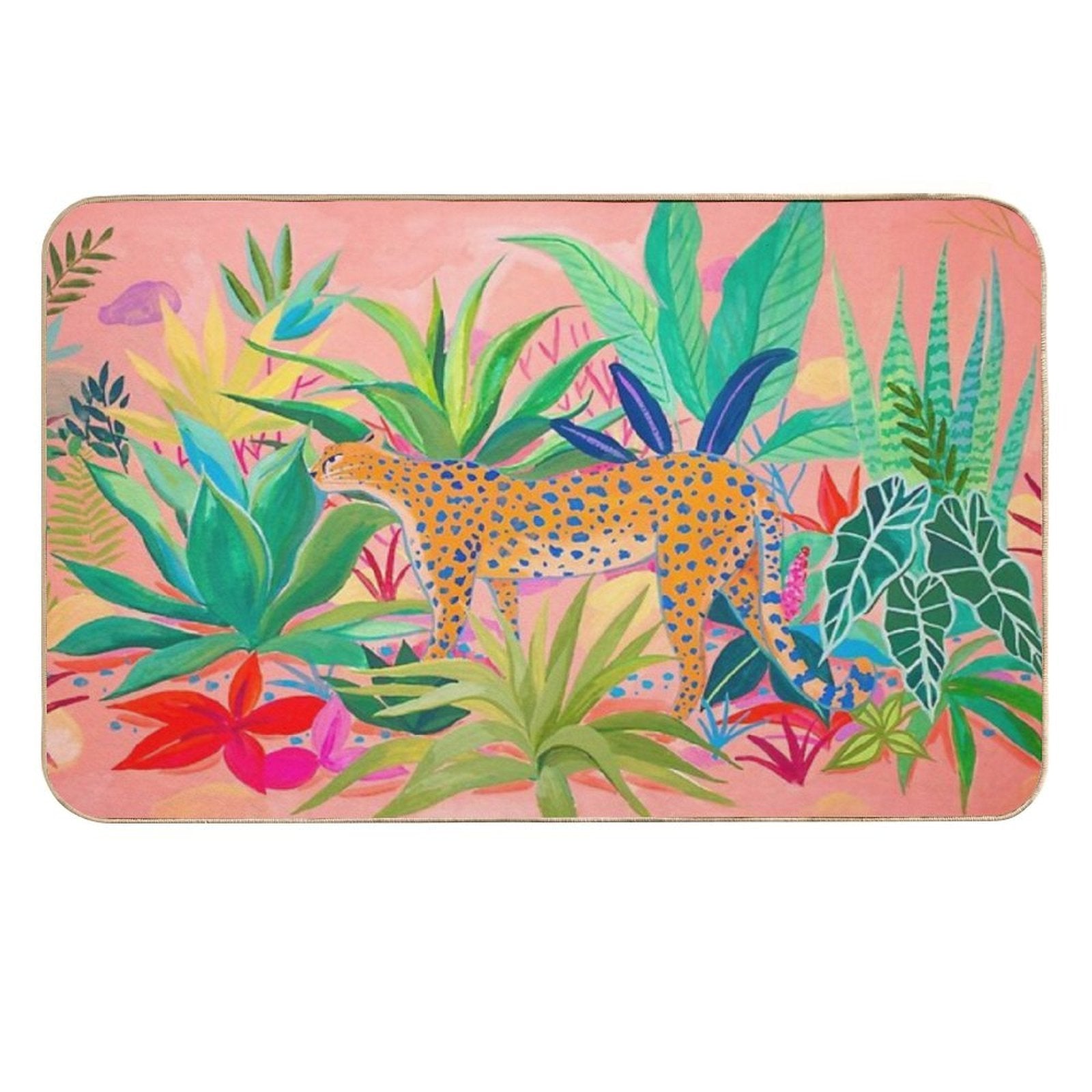 Leopard in Succulent Garden  Multi-Purpose Bath Mat