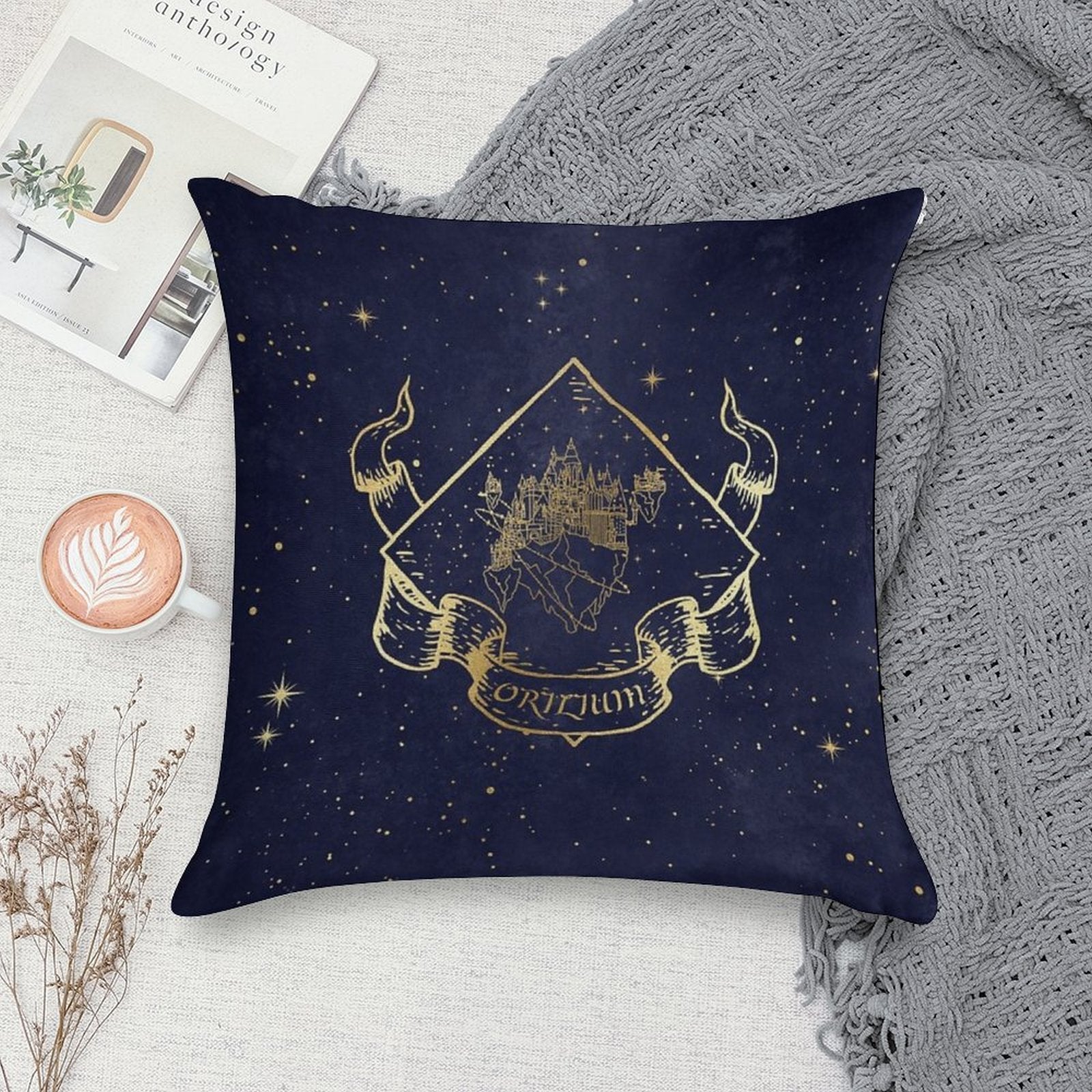 Orilium in Blue Soft Easy Maintenance Throw Pillow