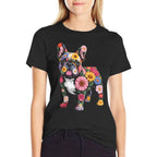 French Bulldog Flower Funny Dog  Breathable T-Shirt