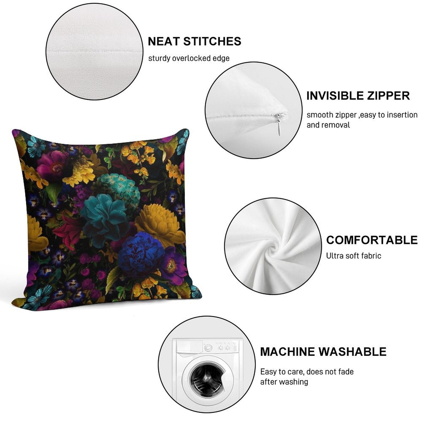 Mystical Night II Botanical Night Garden Nightgarden Soft Luxury Feel Throw Pillow