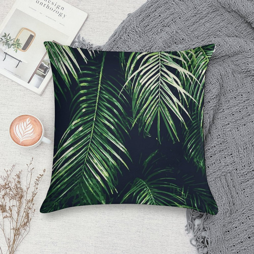 Tropical Palm Leaves Soft Easy Maintenance Throw Pillow
