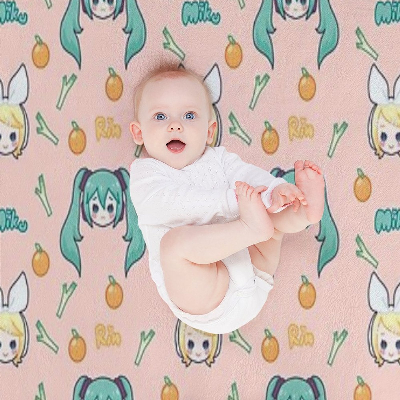 Miku And Rin Chibis Easy Care Throw Blanket