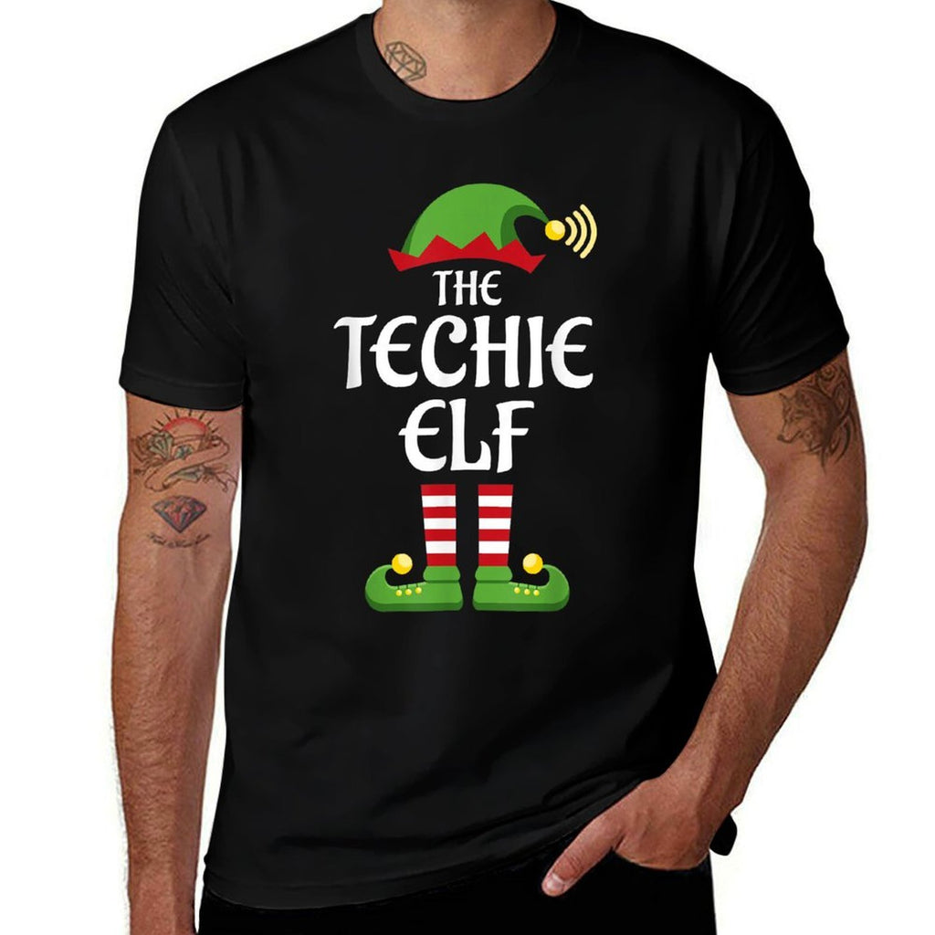 Techie Elf Family Matching Group Christmas  Easy-care T-Shirt