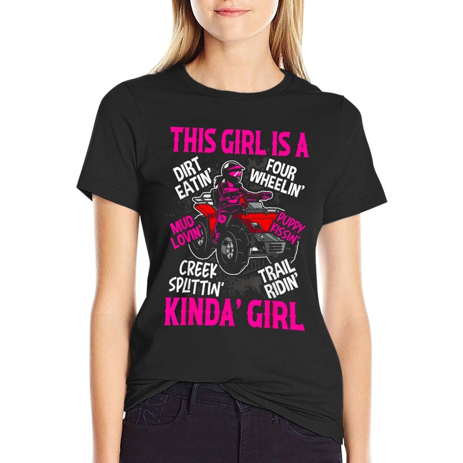 Girl Off-Road Racing Four-Wheeler 4x4 Wheel Quad Bike Racer  Graphic-printed T-Shirt