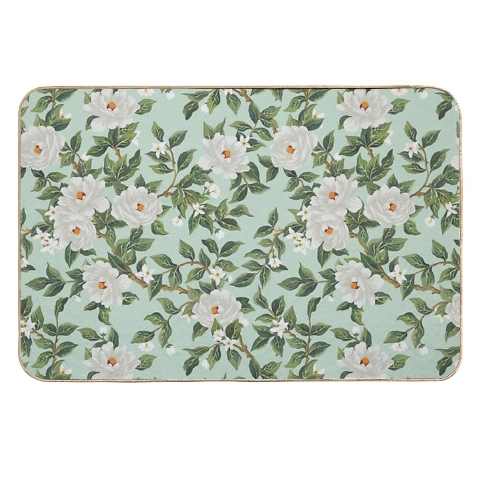 Cottage Floral - Mint Green  Stain-Proof Bath Mat