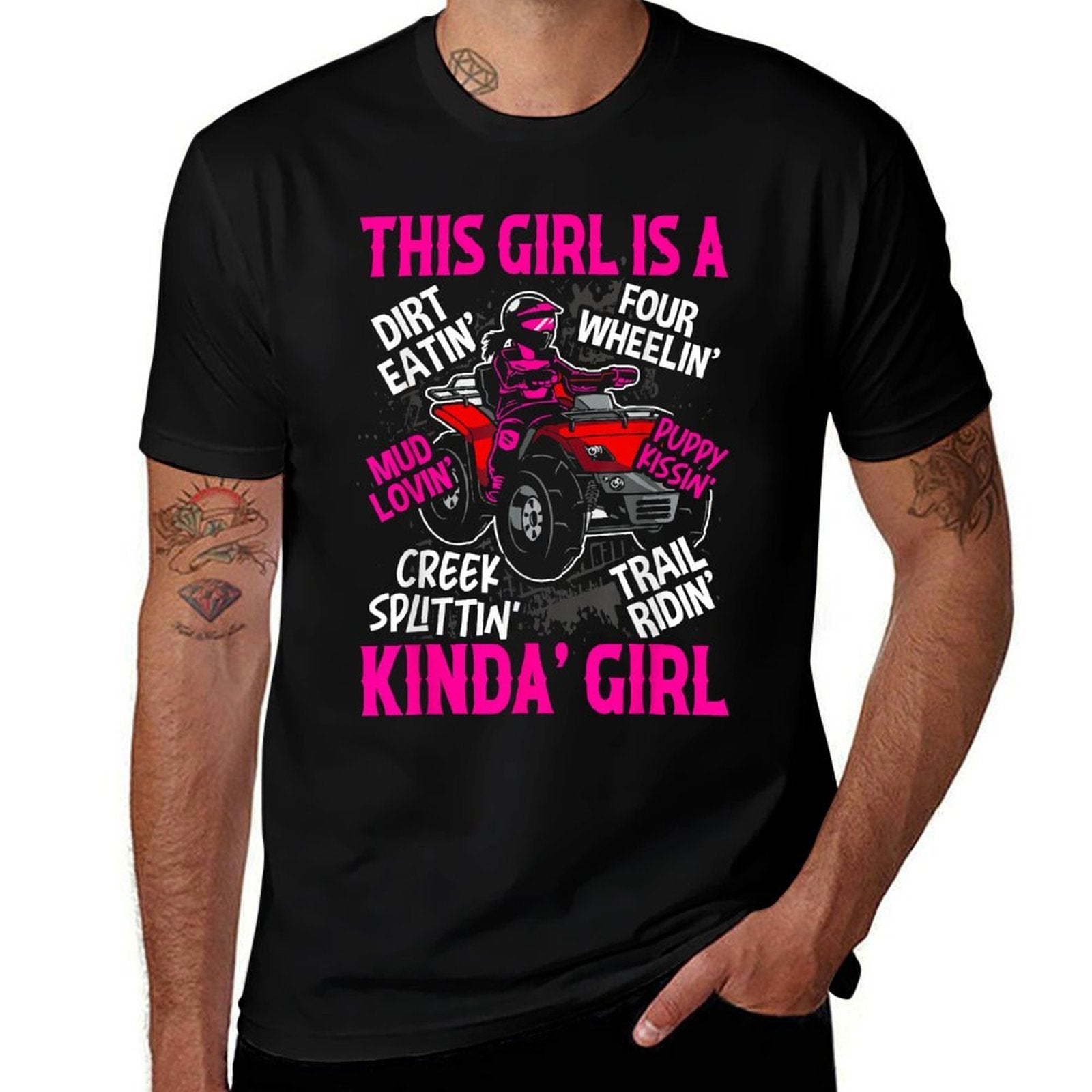 Girl Off-Road Racing Four-Wheeler 4x4 Wheel Quad Bike Racer  Graphic-printed T-Shirt
