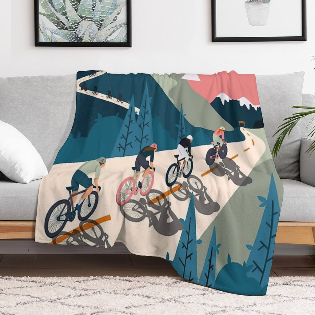 Cycling Race Vintage Art Eco-conscious Throw Blanket