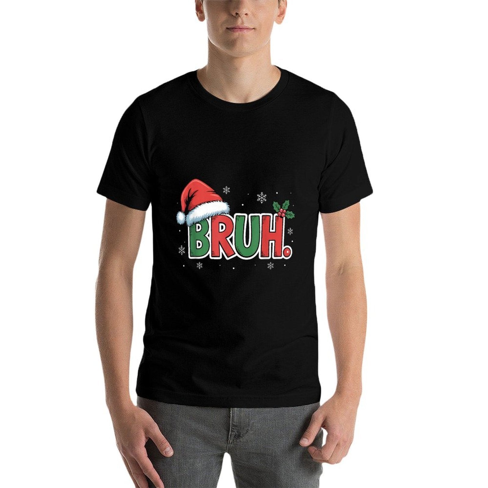 Funny Bruh Christmas Pajamas Santa Hat Xmas PJS Outfit  Relaxed-fit T-Shirt