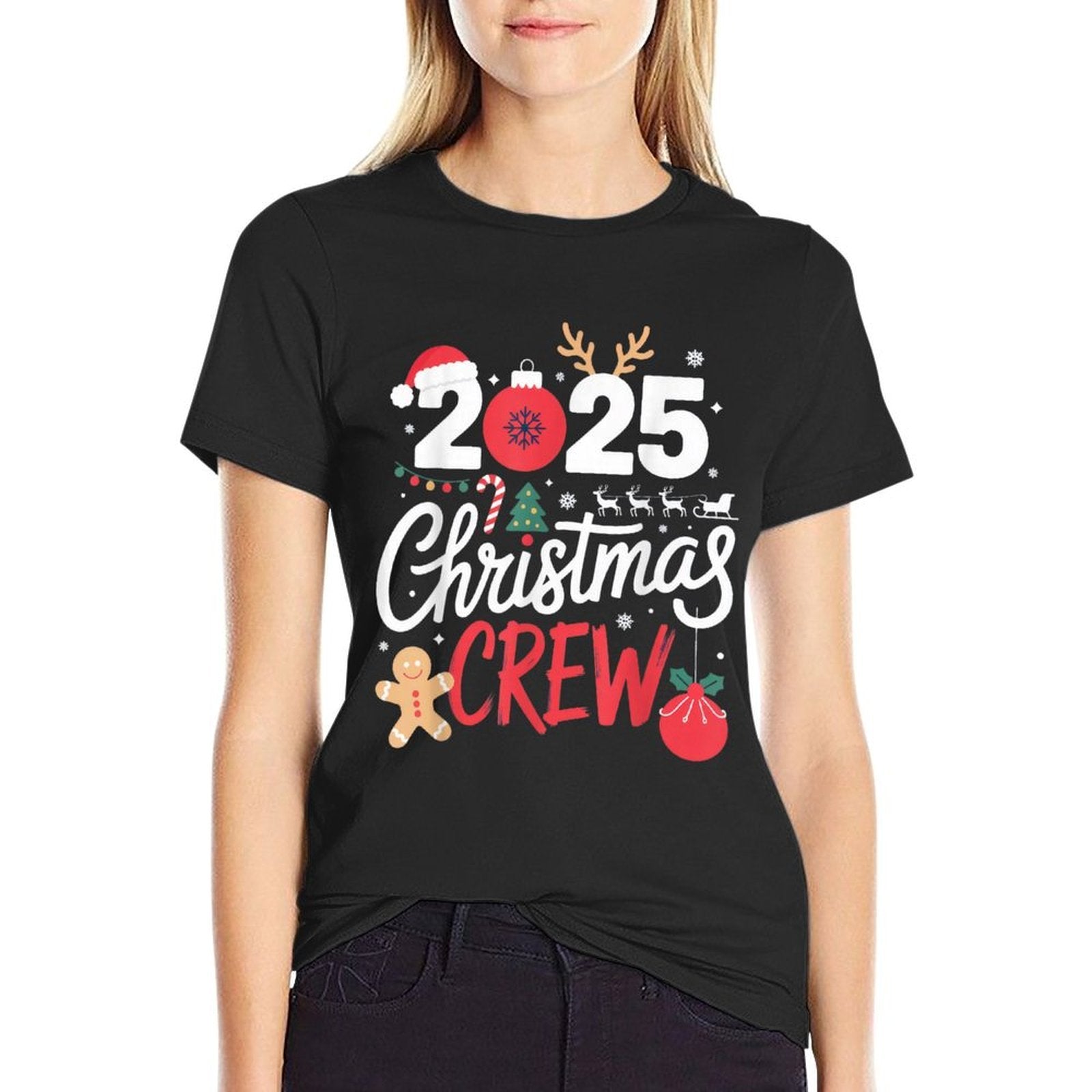 2025 Christmas Crew Festive Family Friends Holiday  Relaxed-fit T-Shirt