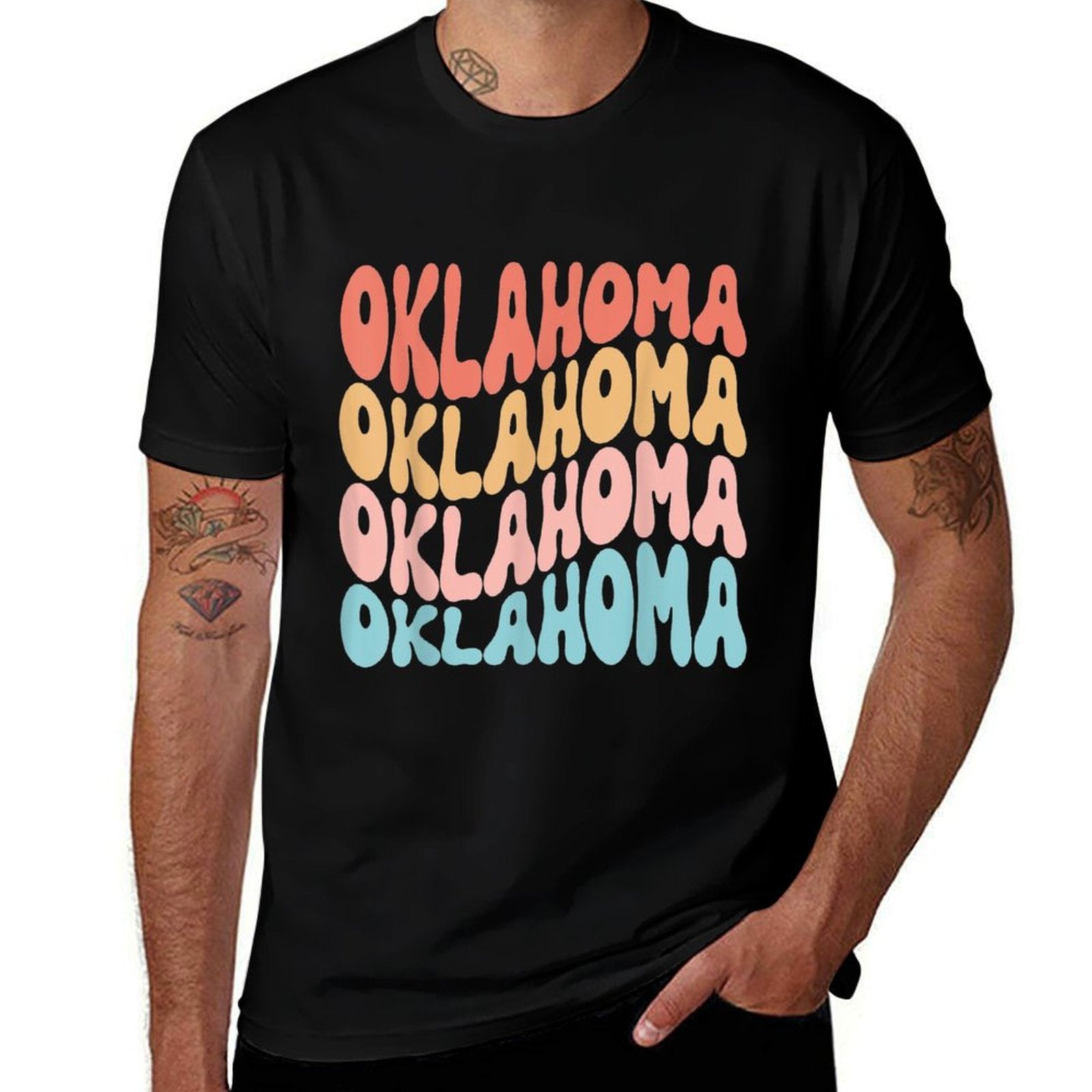 Funny Cute Retro Graphic Men Women  Kids Oklahoma  Cotton T-Shirt