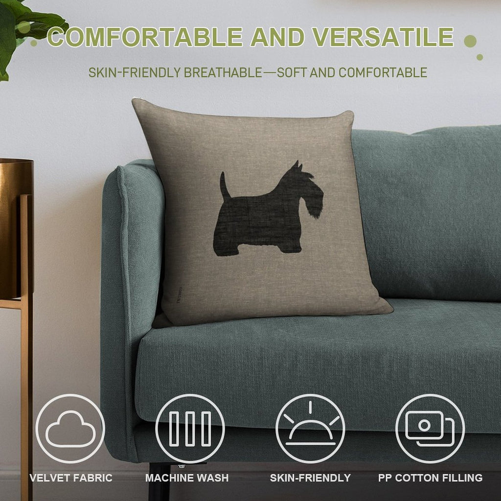 Scottish Terrier Silhouette(s) Black Scottie Dog Soft Multiple Sizes Throw Pillow